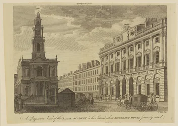 Perspektivbillede af Royal Academy of Arts, indgraveret af W. Walker (fl.1775-92) 1795